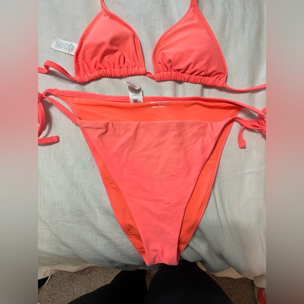 aerie super cute peach 🍑 bikini medium top large bottoms